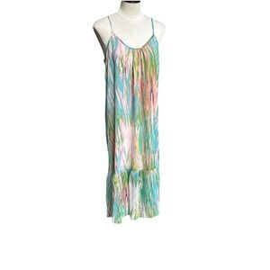 VERONICA M Dayana Multicolor Spaghetti Strap Midi Dress Size S $139